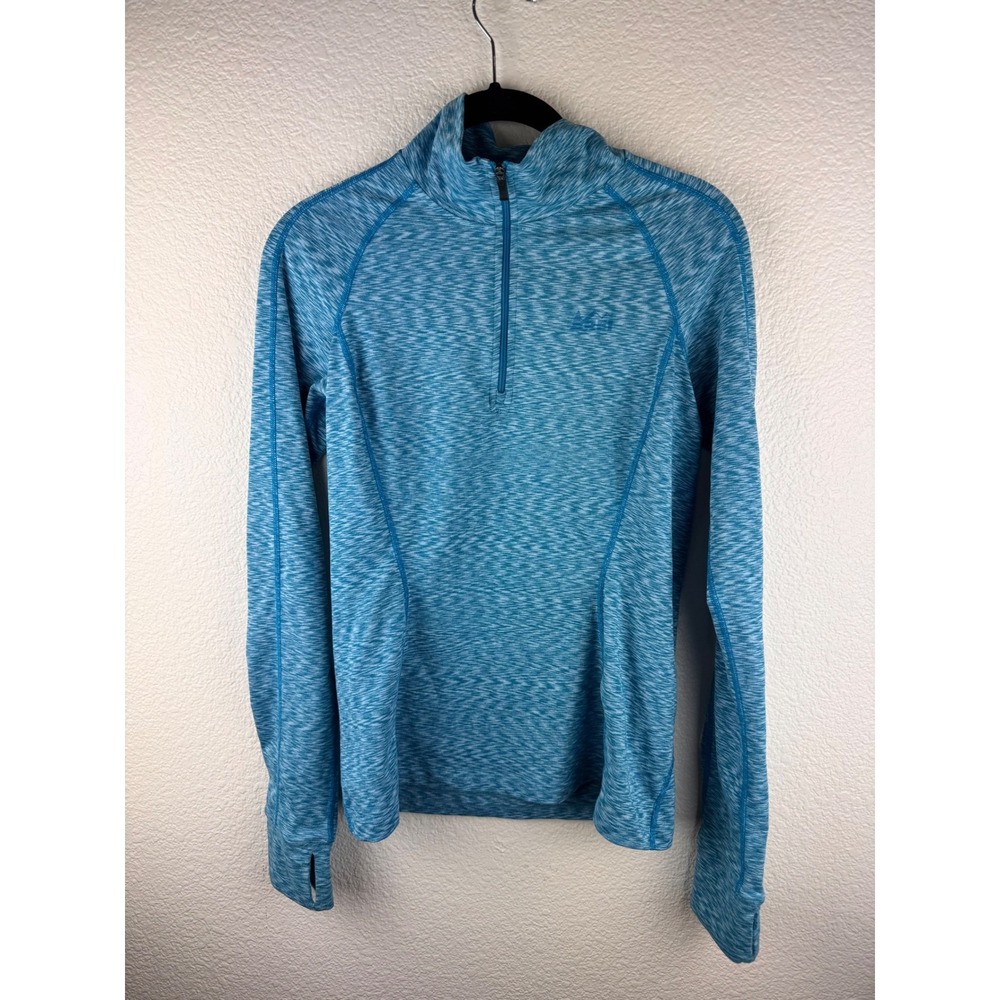 REI Quarter Zip‎ Pullover Athletic Top Blue Heathered Womens XS Thumbholes